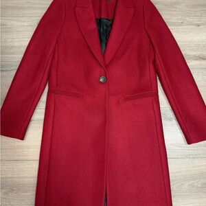 ZARA Wool Blend Red Single-Button Trench Coat- WORN ONCE